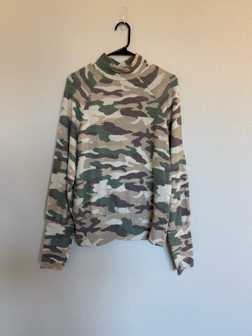 Maeve Anthropologie Camo Laney Mock Neck Sweater Soft Cozy Pullover Long Sleeve